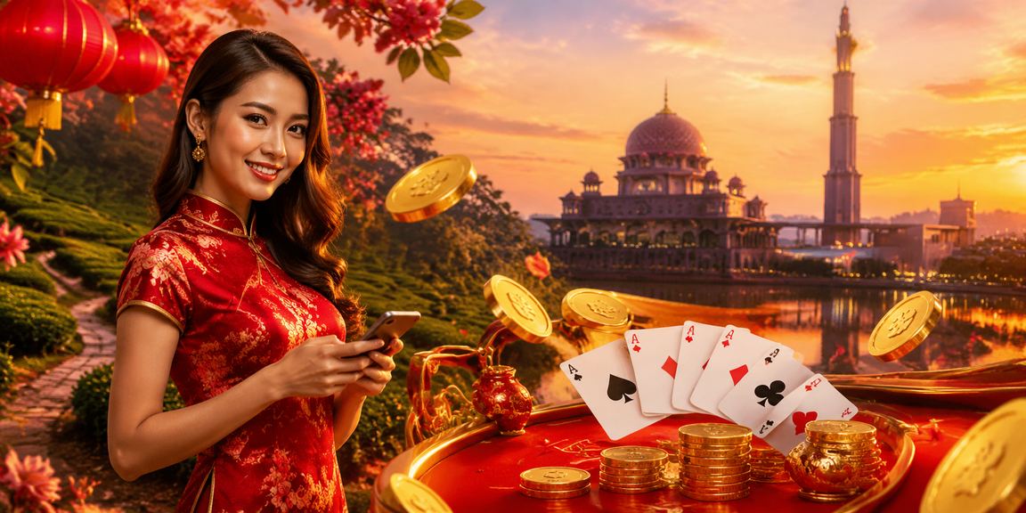 Pemain Malaysia bermain permainan kad di Putrajaya menggunakan telefon pintar